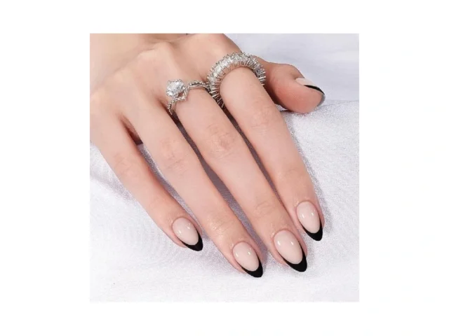 Canvalite Black French Tip Press On Nails 30pcs… Code