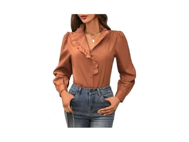 Lookboho Women S Fall Button Shirts – Ruffle Neck… Code