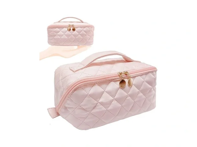Stomkire Pink Soft Leather Small Makeup Bag For… Code