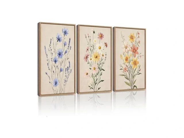 Kuvioke Vintage Wildflower Bouquet Framed Wall Art… Coupon