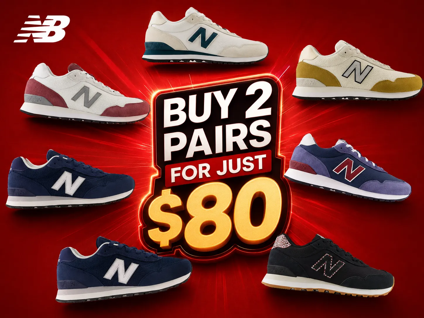 NEW BALANCE BUY 2 PAIRS FOR JUST $80