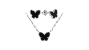 Evensee Black Onyx Butterfly Earrings And Necklace… Code