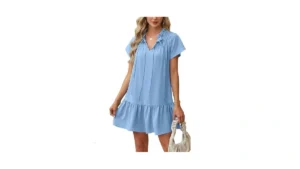 Angashion Womens Summer Mini Dress Short Sleeves V… Code