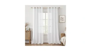 Homeideas White Linen Sheer Curtains Linen Textured… Code
