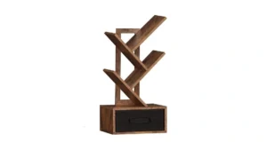 Sheepam Small Bookshelf With Drawer 4 Tier Tree… Code