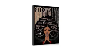 God Says I Am Canvas Wall Art Christian Black Woman… Code