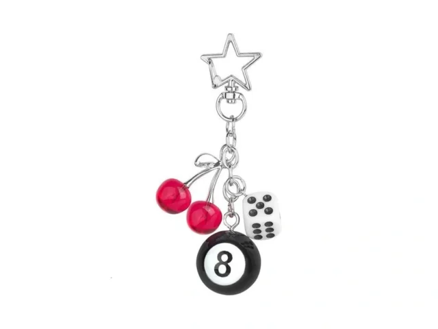 Vickhu 8 Ball Dice Charm Keychain Y2k Bag Charm… Code