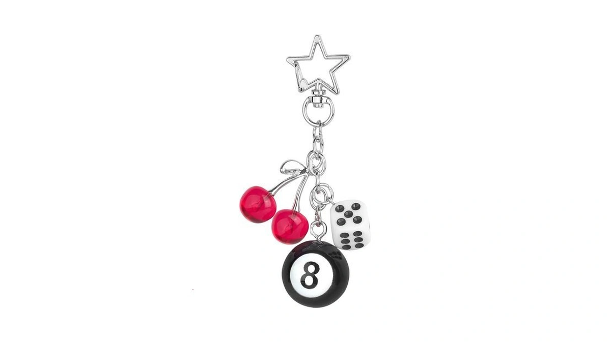 Vickhu 8 Ball Dice Charm Keychain Y2k Bag Charm… Code