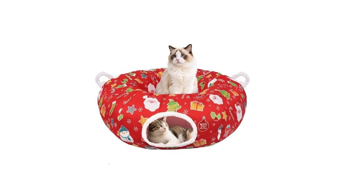 Cat Tunnel Christmas Tree Skirt Cute Cat Tunnel Bed... - Coupon