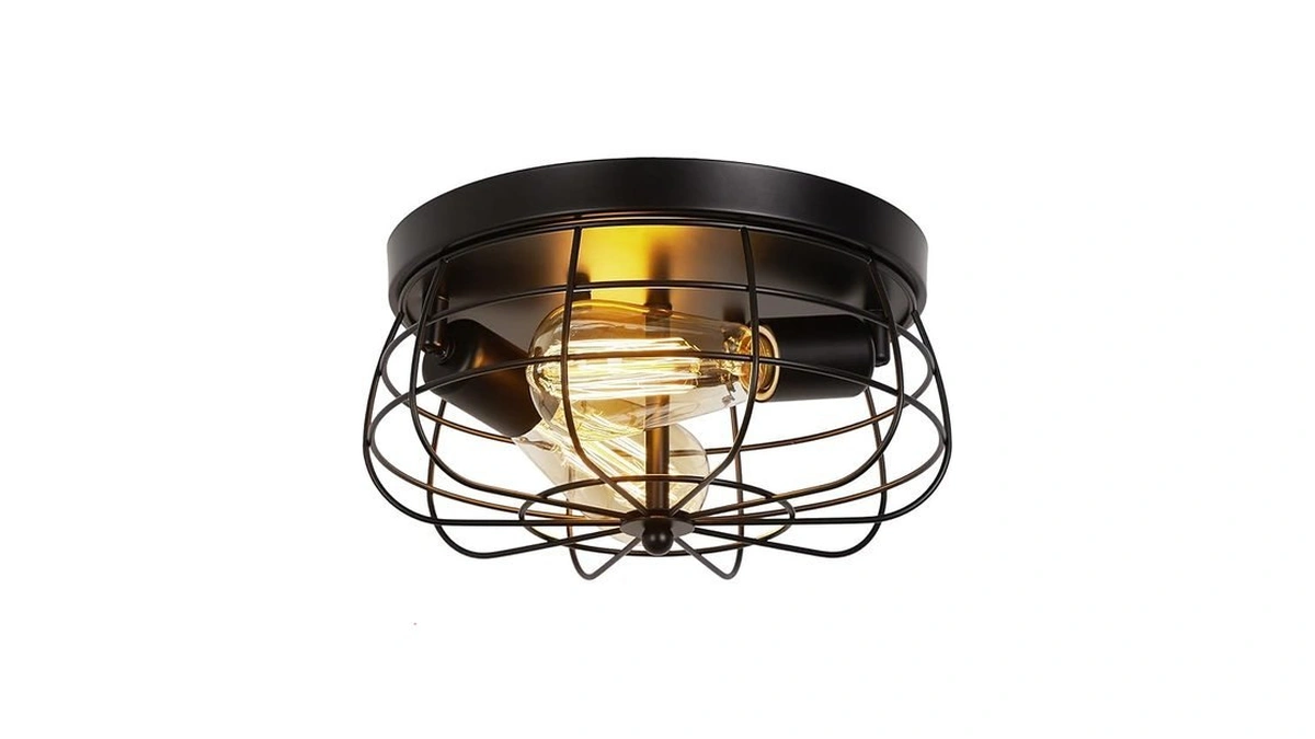 Foucasal Industrial Black Flush Mount Ceiling Light... - Coupon