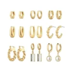 Hilxury 9 Pairs Gold Chunky Hoop Earrings Set For... - Coupon