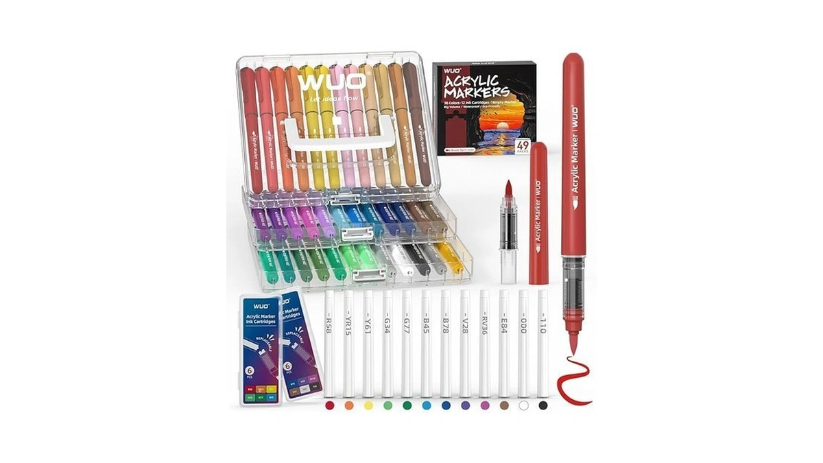 Wuo 36 Colors Acrylic Paint Markers With Extra 12... - Coupon