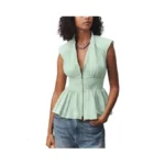 Wefebi Women S Casual V Neck Shirt Front Zip Cap... - Coupon