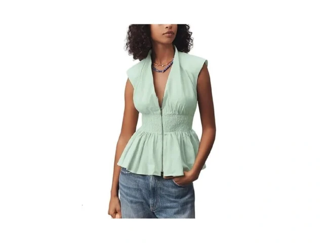 Wefebi Women S Casual V Neck Shirt Front Zip Cap… – Coupon