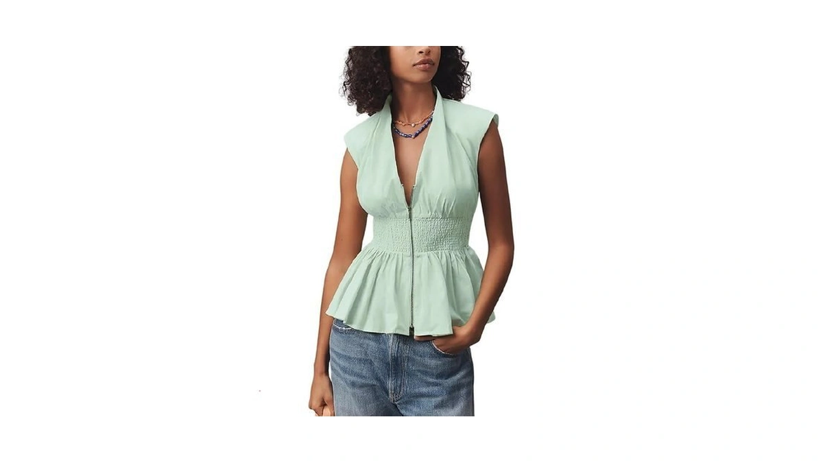 Wefebi Women S Casual V Neck Shirt Front Zip Cap... - Coupon