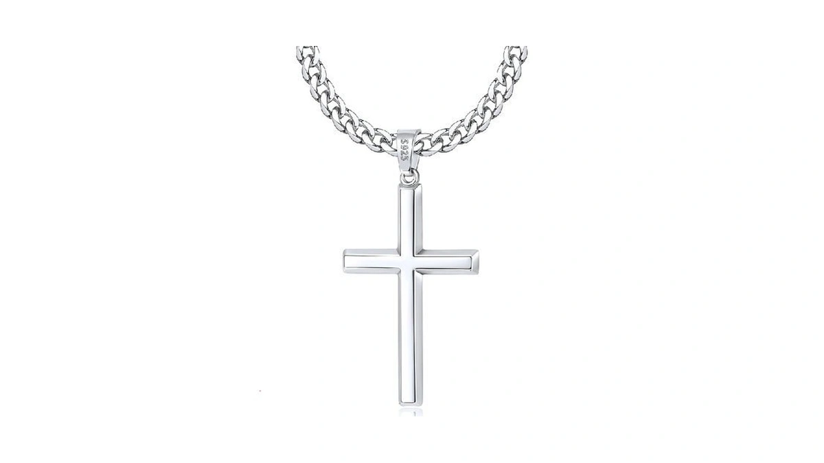 Eterjew 925 Sterling Silver Cross Necklace For Men... - Coupon