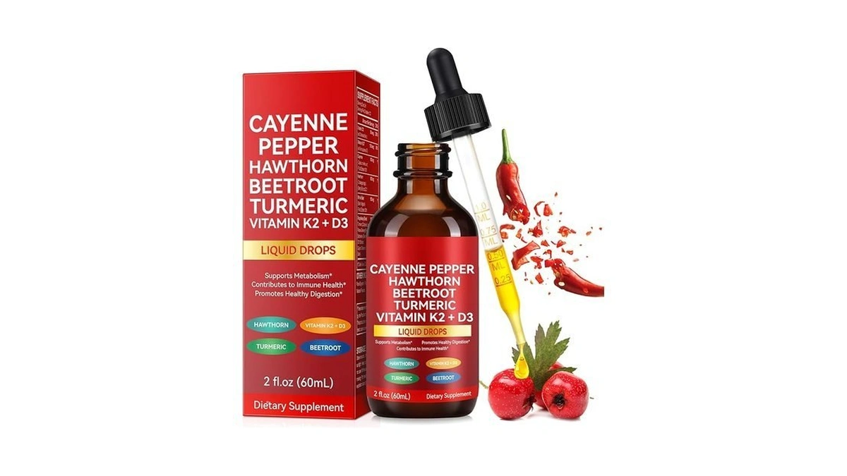 Cayenne Pepper Drops Hawthorn Berry Vitamin D3 K2... - Coupon