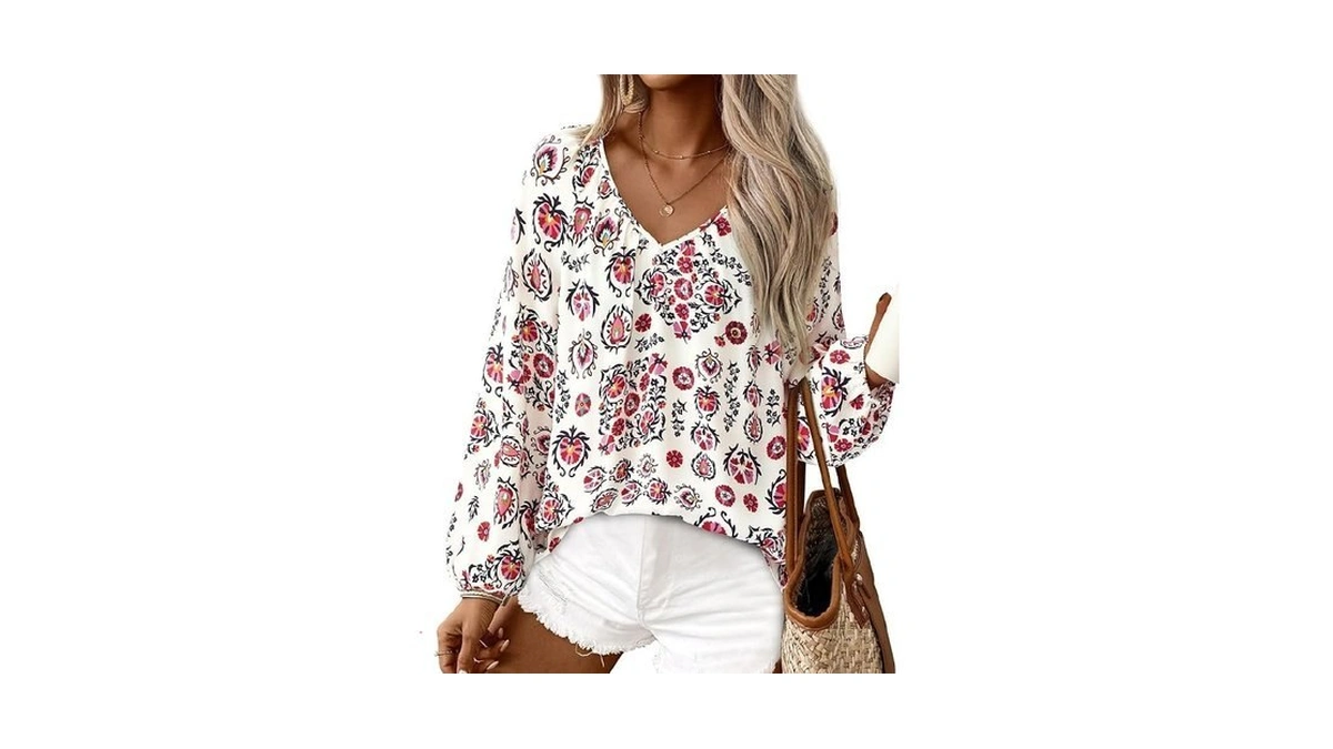 Zenlonr Womens Fall Tops Dressy Casual 2025 V Neck... - Coupon