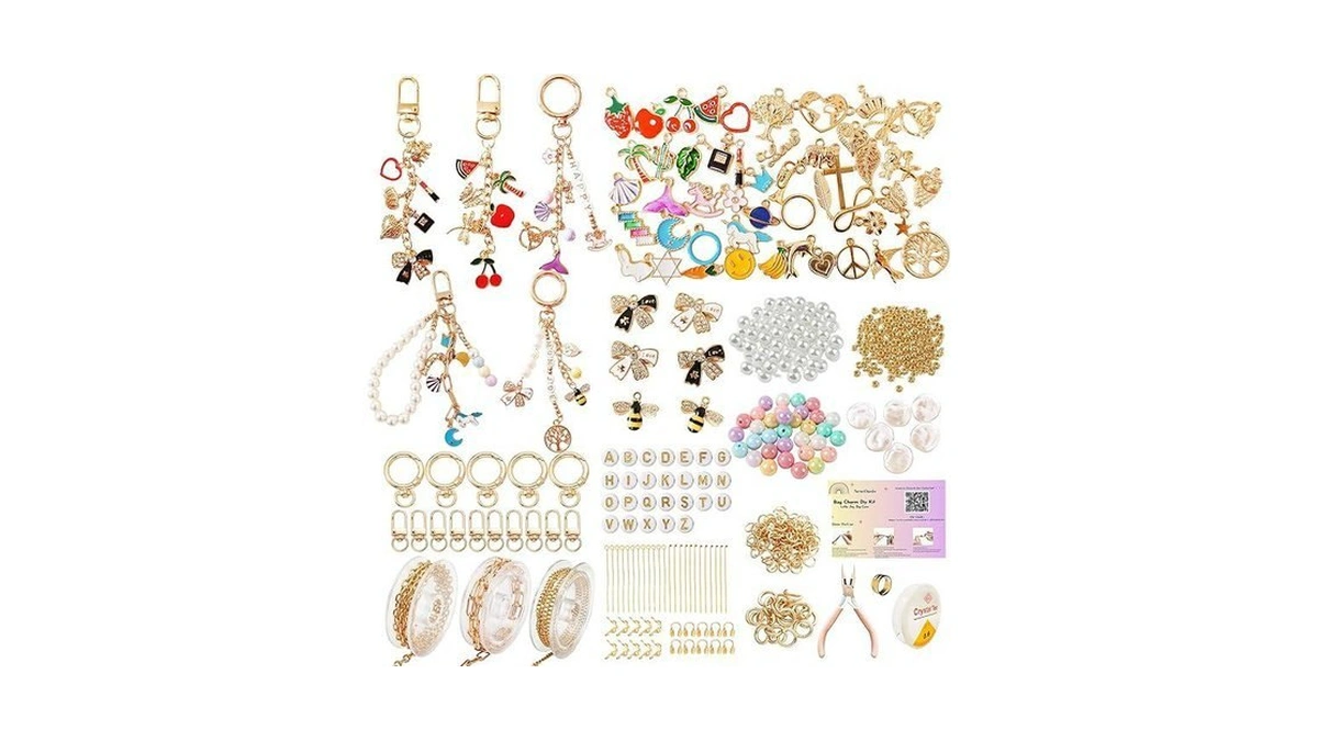 Newoasis 513pcs Gold Keychain Making Kit Bag Charm... - Coupon