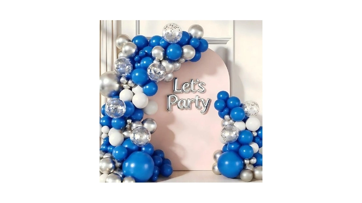 Royal Blue And Silver Balloon Garland Arch Kit... - Coupon