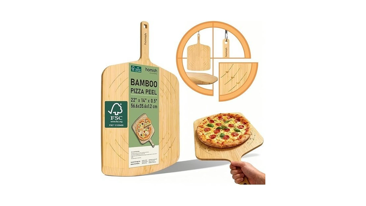 Bamboo Pizza Peel With Size Markings 10 12 14 Inch... - Coupon