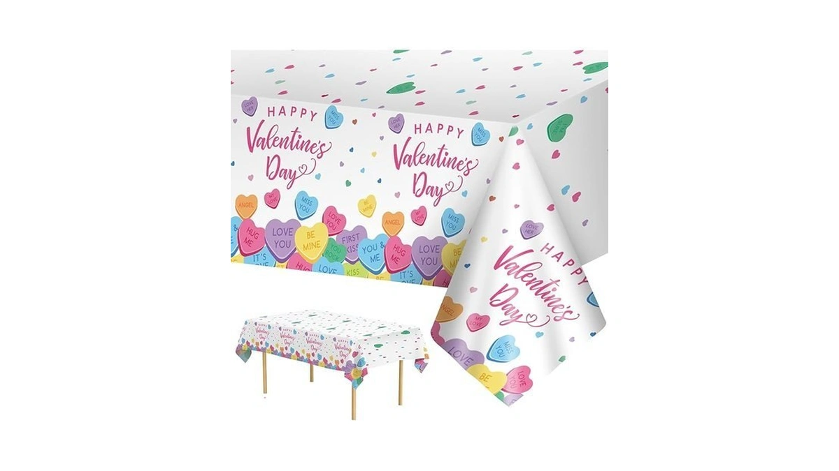 2 Pack Happy Valentines Day Tablecloth - Valentine... - Coupon