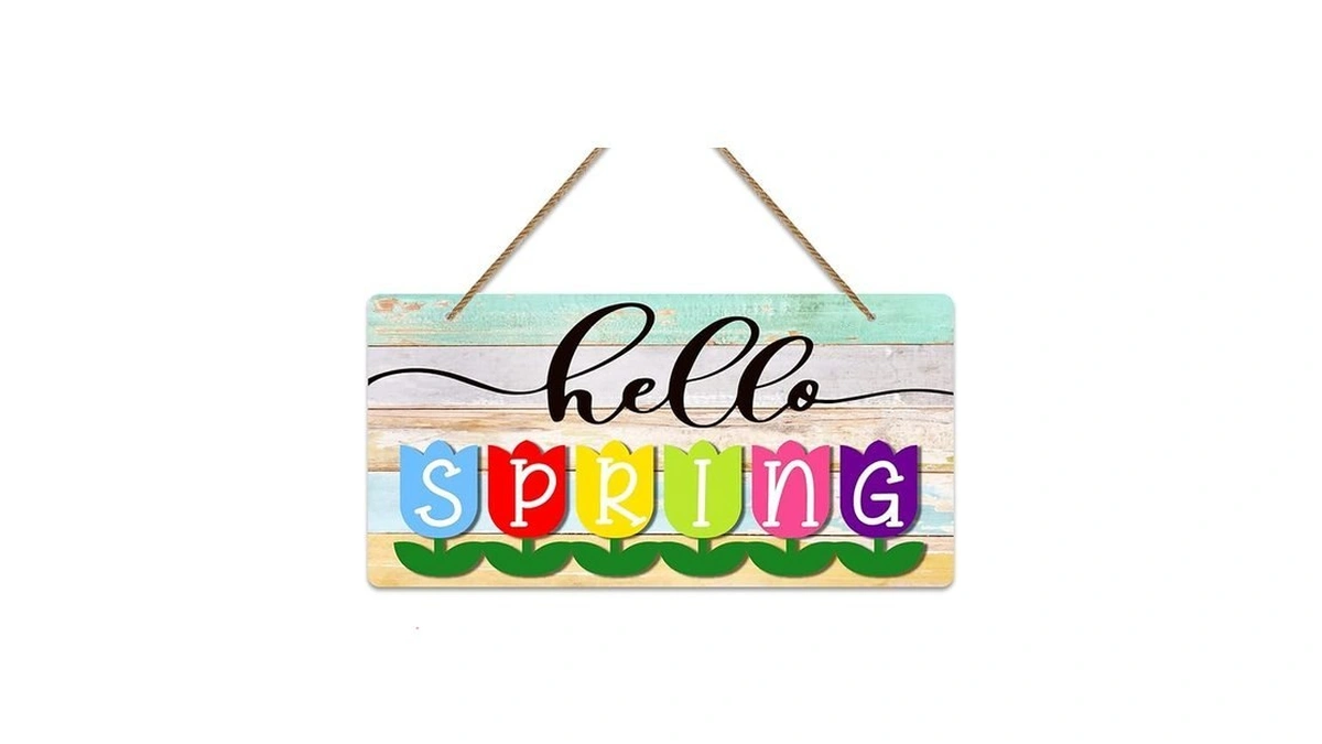 Petcee Spring Door Hanger - 12 Hello Spring Sign... - Coupon