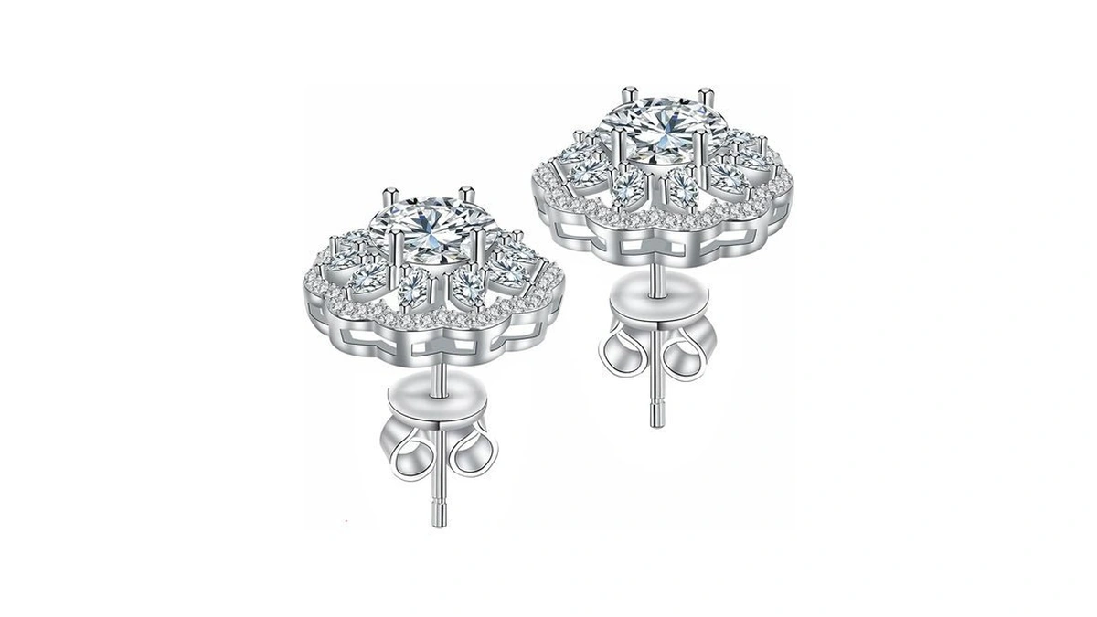 Stud Earrings Moissanite Sunflower S925 Sterling... - Coupon