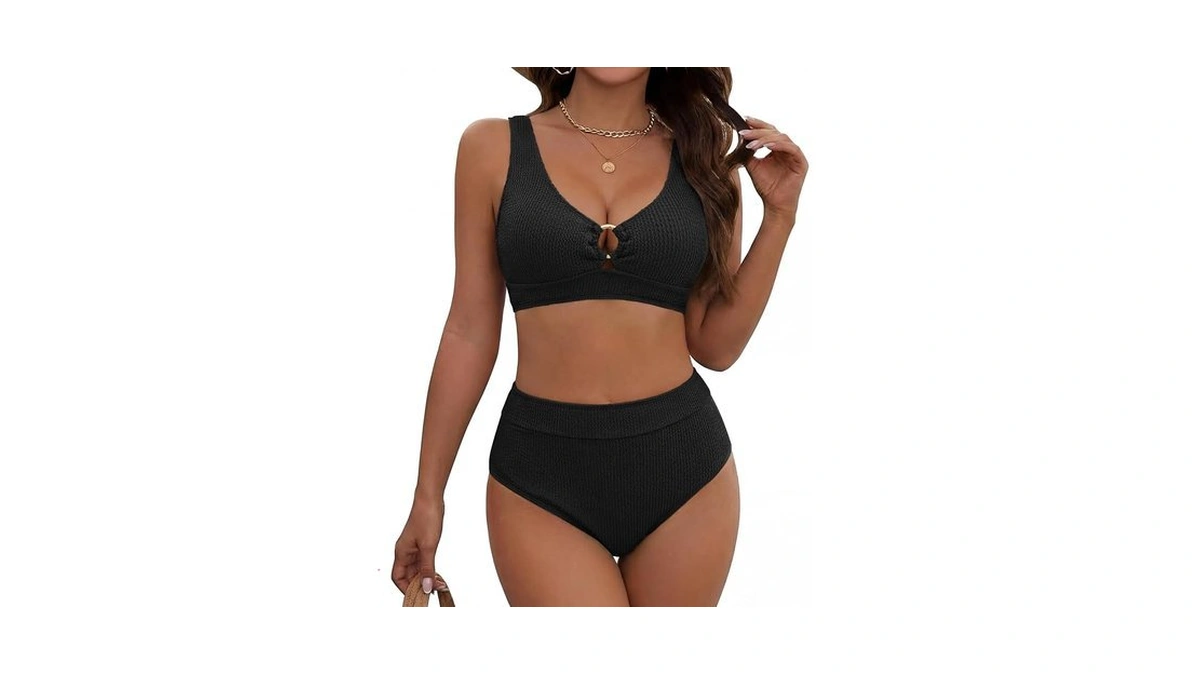 Dridreo Women S Ribbed Bikini Sets O Ring Two Piece... - Coupon