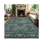 Garveehome 5x7 Floral Washable Rug Dark Green... - Coupon