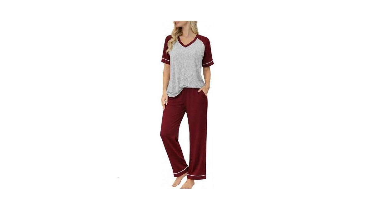 Ekouaer Womens Pajama Set Short Sleeve Pajamas Top... - Coupon