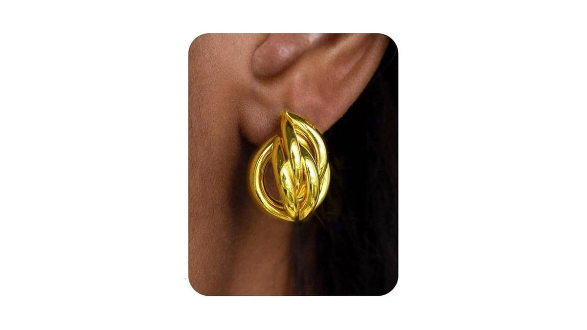Uanneau Gold Chunky Earrings For Women Trendy 14k... - Coupon