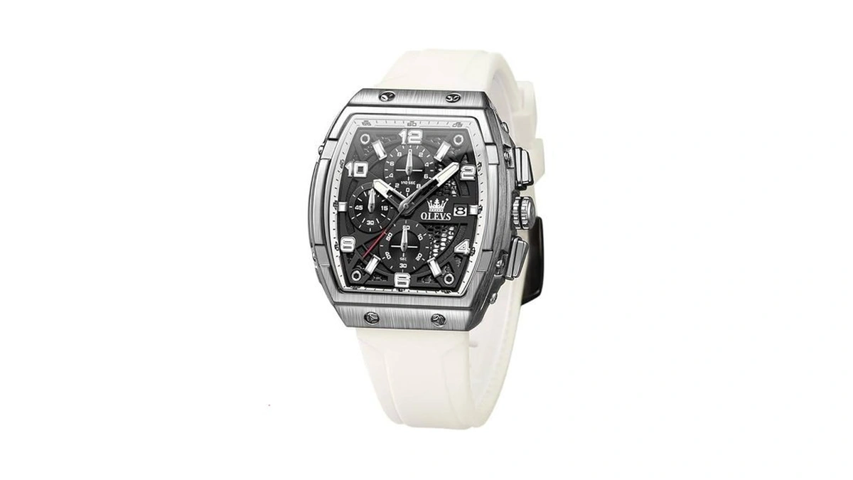 Olevs Watches For Men White Rectangle Mens Watches... - Coupon