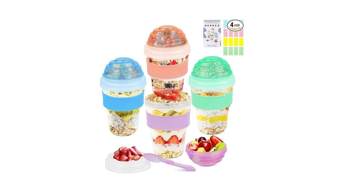 Torchero Yogurt Parfait Cups With Lids Reusable - 4... - Coupon