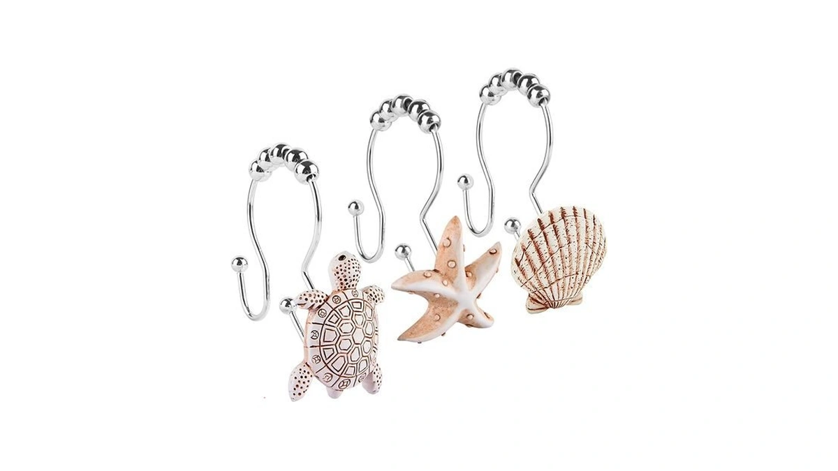 Double Shower Curtain Hooks 12pcs Seashell Shower... - Coupon