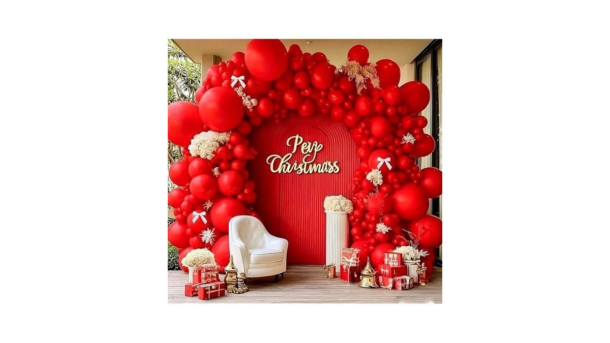 Double Stuffed Red Balloon With Bow Matte Ruby Red... - Coupon