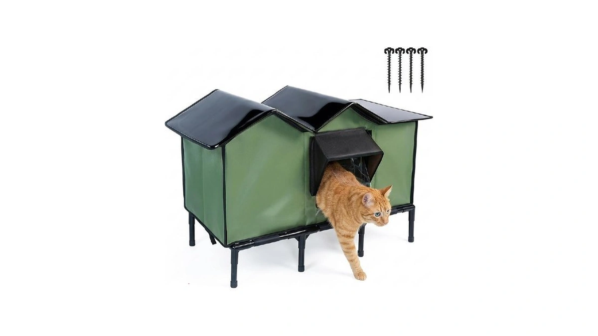 Outdoor Cat House For Feral Stray Cats Waterproof... - Coupon