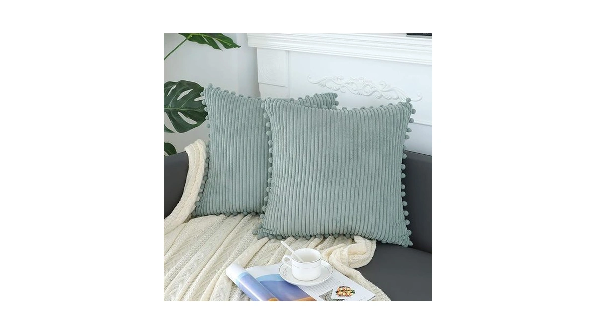 Sykting Grey Blue Throw Pillow Covers 20x20 Inch... - Coupon