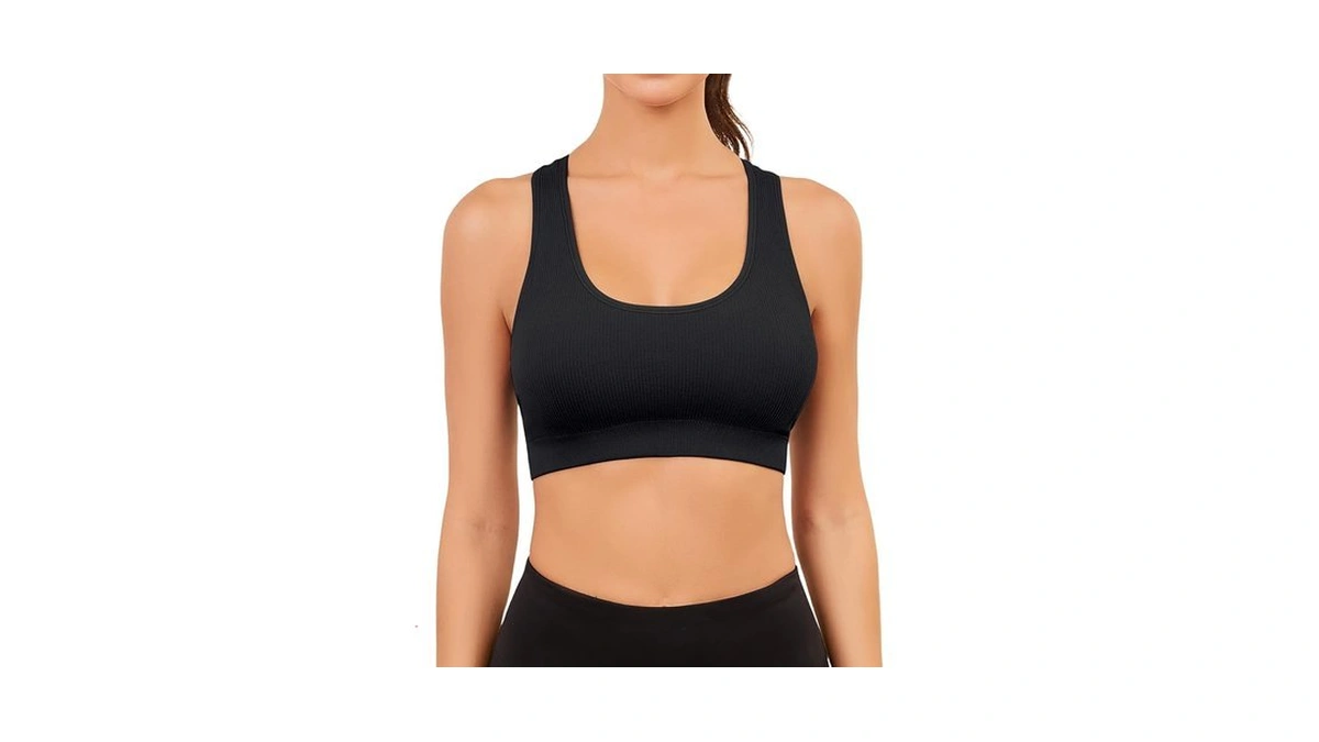 Aegischic Black Racerback Sports Bra For Women... - Coupon