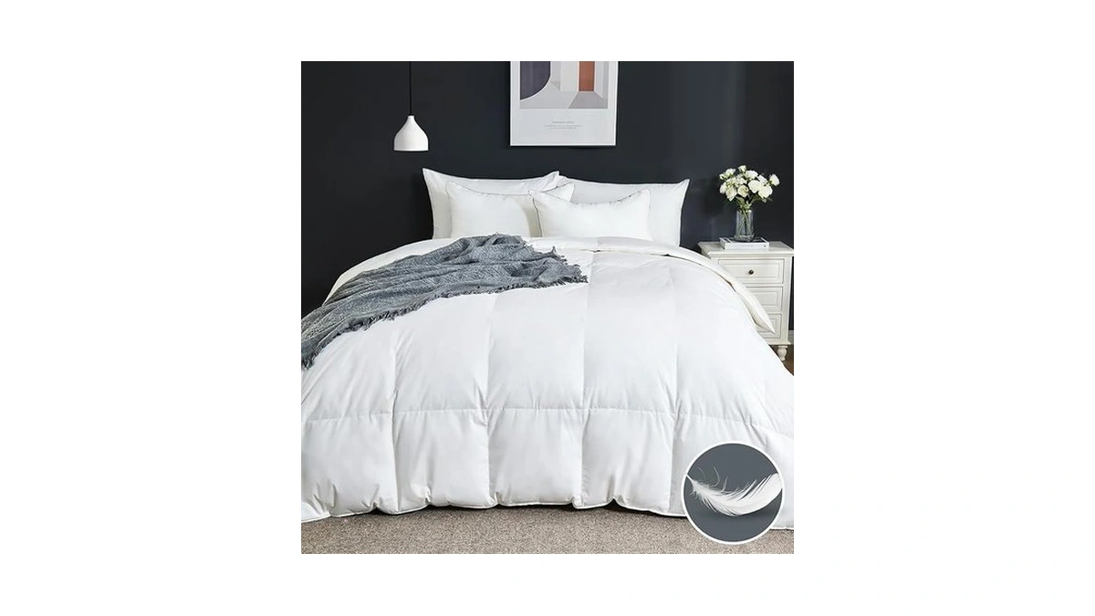 Goose Feather Comforter Oversized King 100 Cotton... - Coupon