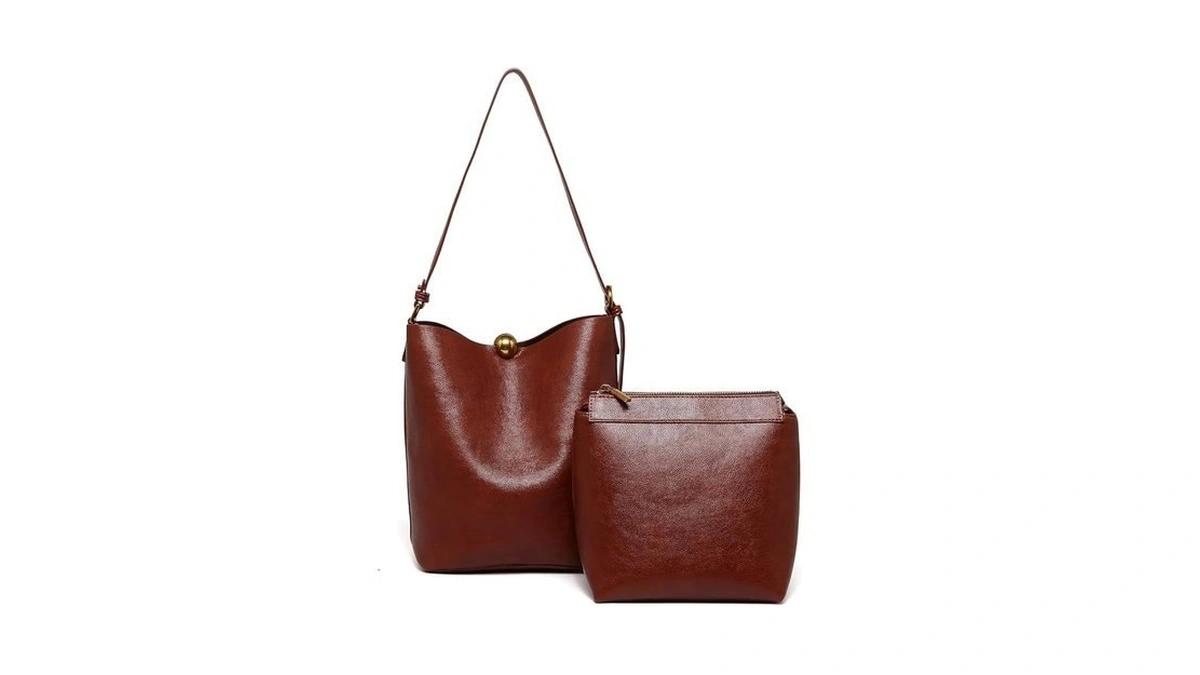 Womens Handbag Pu Leather Bucket Tote Purse And... - Coupon