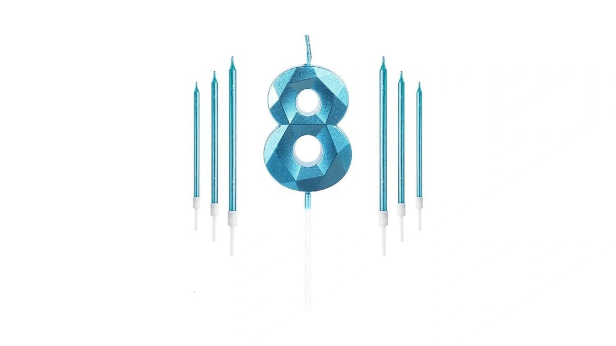Blue Birthday Candles Number 8 Candle With 6pcs... - Coupon