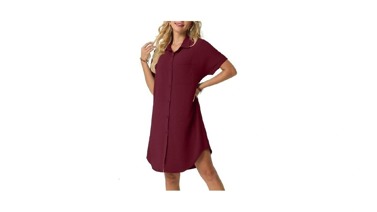 Himone Women S Button Down Shirt Dress Cover Up... - Coupon