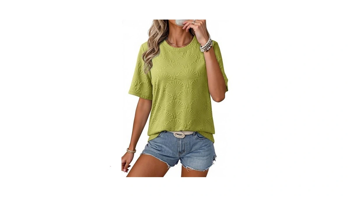 Dokotoo T Shirts For Women 2026 Casual Textured... - Coupon
