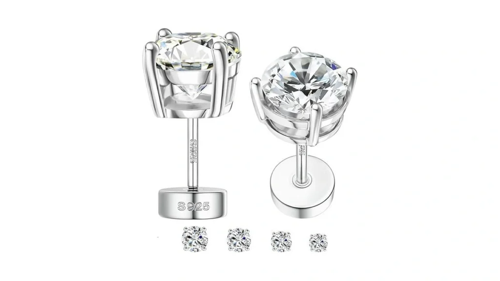Moissanite Earrings Hypoallergenic Flat Back... - Coupon