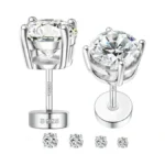 Moissanite Earrings Hypoallergenic Flat Back... - Coupon