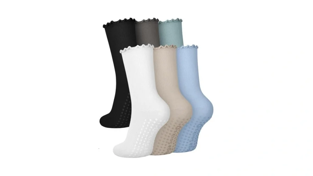 Aoliks Ruffle Pilates Grip Socks For Women Crew Non... - Coupon