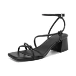 Athlefit Black Chunky Heels For Women Summer Ankle... - Coupon