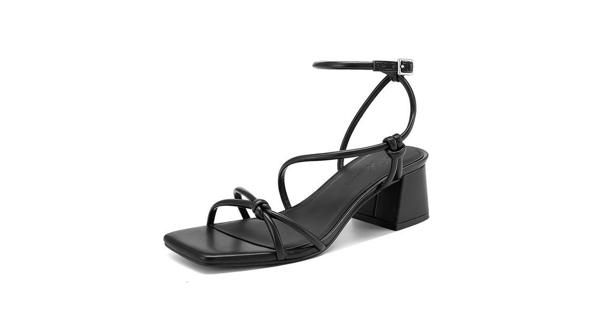 Athlefit Black Chunky Heels For Women Summer Ankle... - Coupon