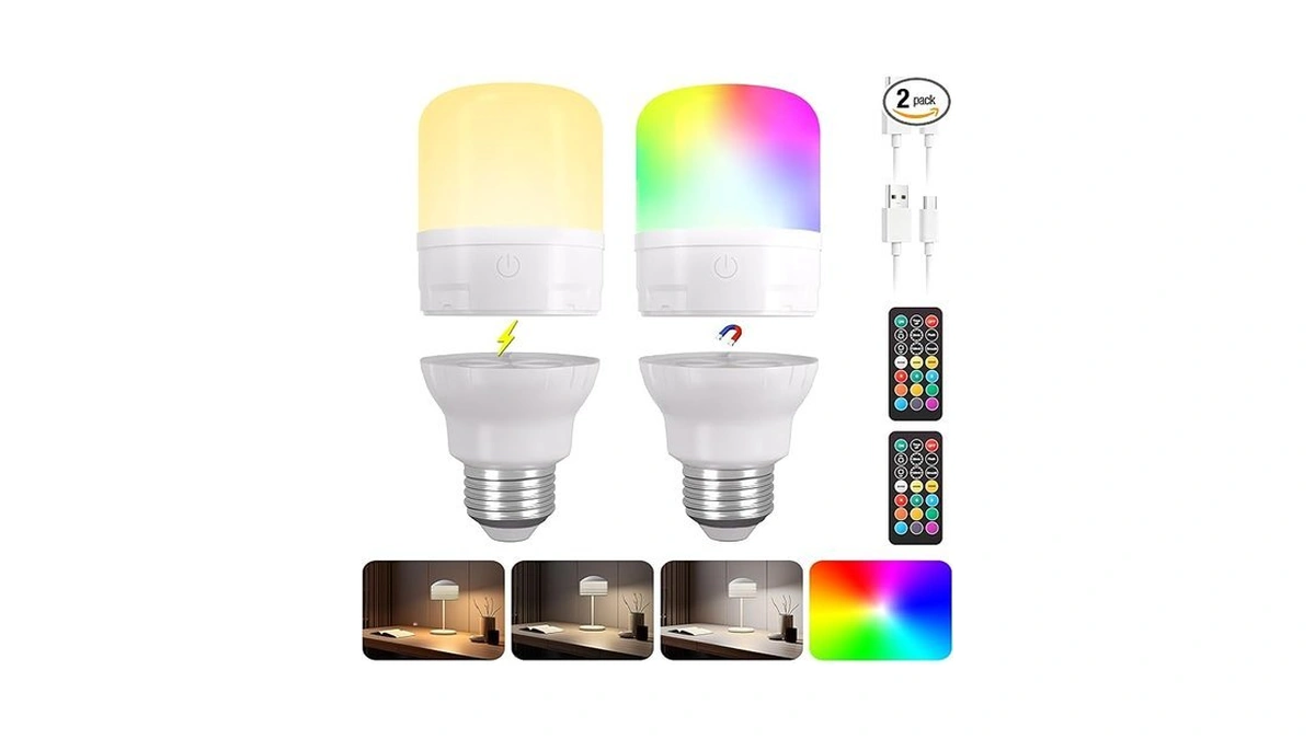 Rechargeable Light Bulb 2-pack Battery Operated E26... - Coupon